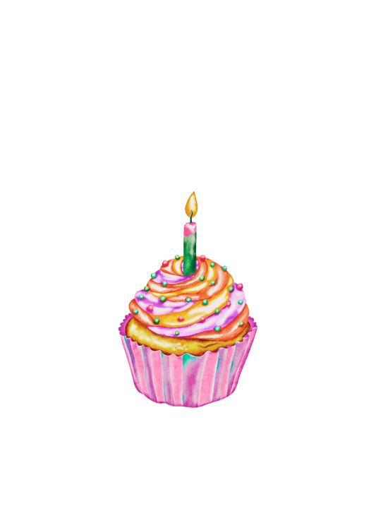 Kaart Cupcake met kaarsje
