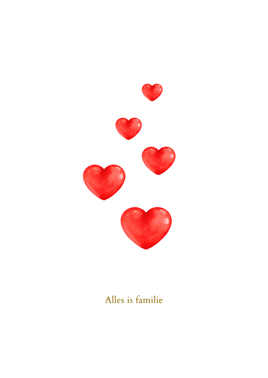 Kaart Alles is familie hartjes